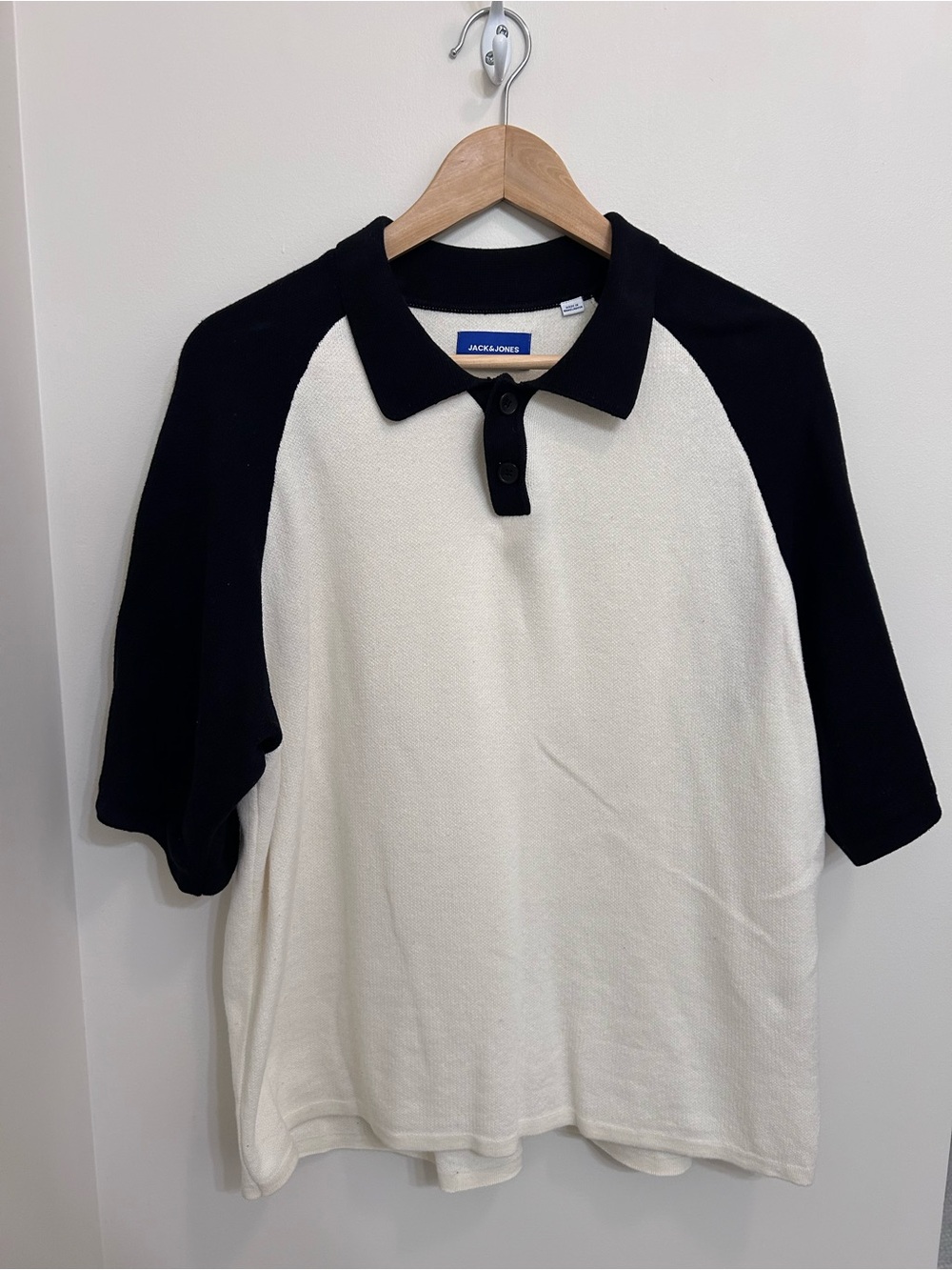 Jack & Jones Black and White Raglan Polo